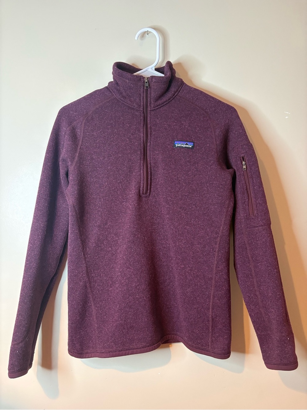 Patagonia Heathered Burgundy Quarter Zip Fleece Jacket EUC